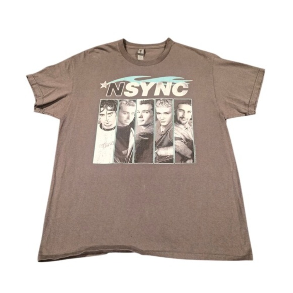 NSYNC Graphic T-Shirt Mens Large Brown Gildan Heavy Cotton Boy Band Tee
